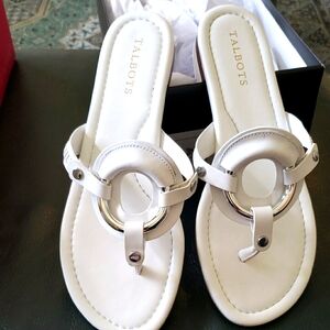 Talbots White Sandals with Silver Detail